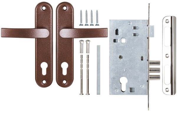 Корпус Sam (Сам) врезного замка с защёлкой в комплекте с ручкой ЗВ4-3 (медный антик) /78103/ 