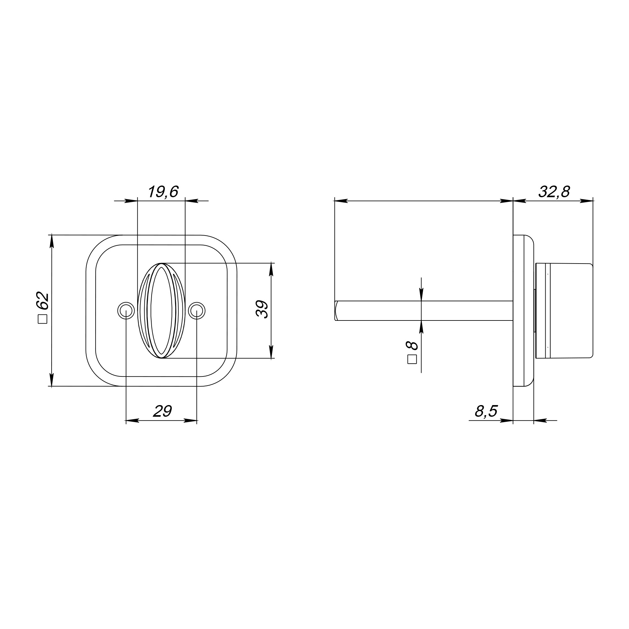 Ручка Fuaro (Фуаро) поворотная BKW8x75.K.TRD62 BL-24 черный ПЛАСТИК 