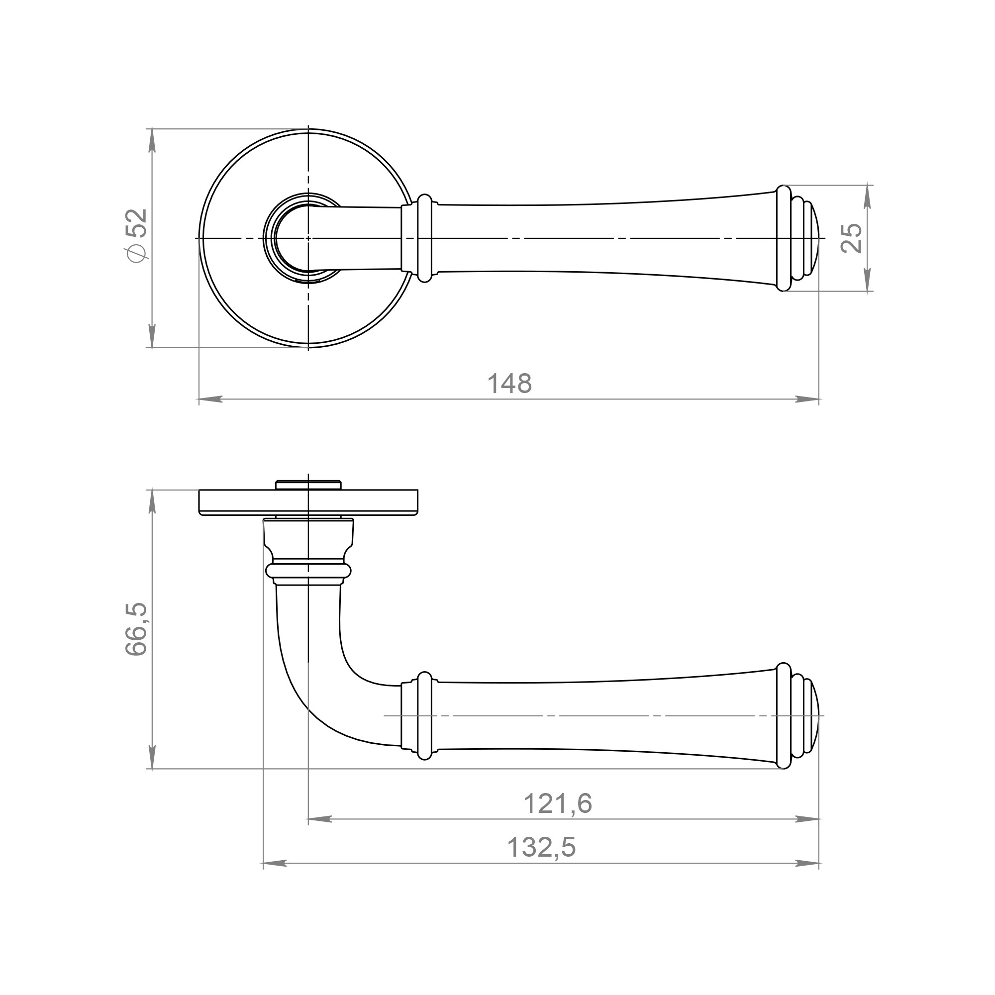 Ручка Ajax (Аякс) раздельная R.JSR51.LAURA SSG-39 сатинированное золото 