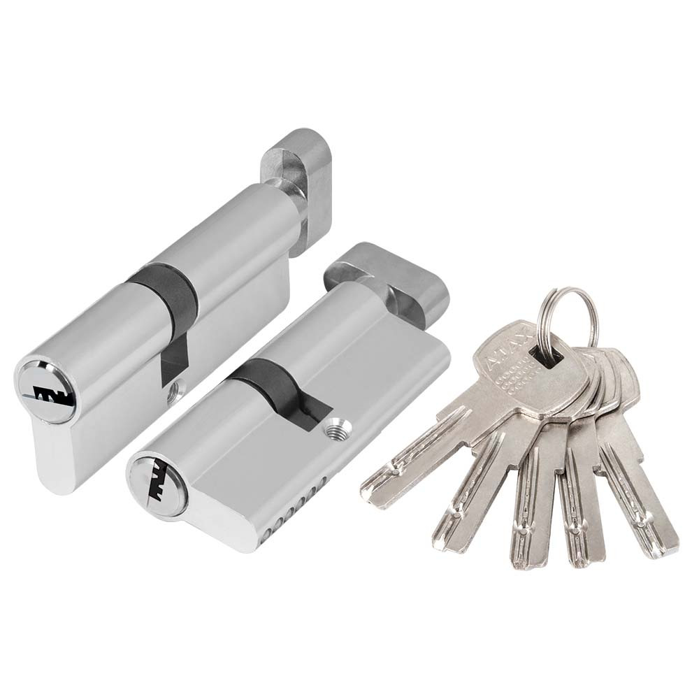 Цилиндровый Ajax (Аякс) механизм (AZ202/80) AZ2002Knob80 (40+10+30) CP хром с вертушкой 