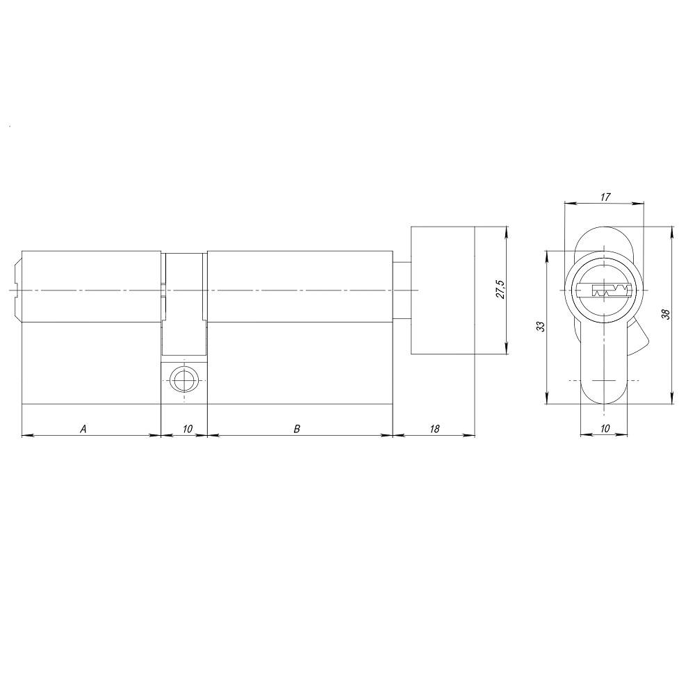 Цилиндровый Ajax (Аякс) механизм (AZ202/80) AZ2002Knob80 (40+10+30) CP хром с вертушкой 