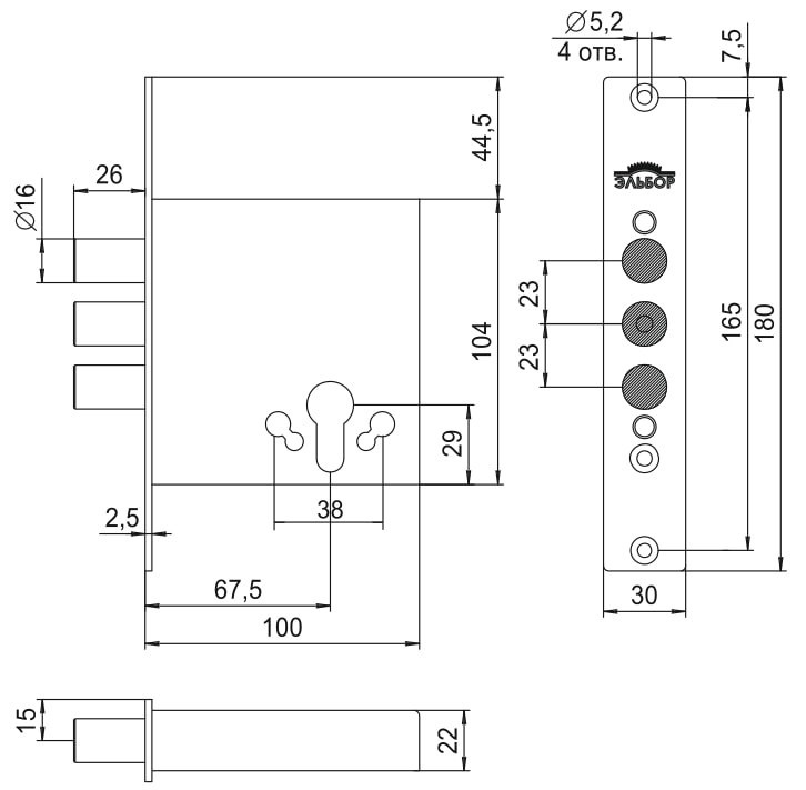 Корпус Elbor (Эльбор) врезного замка Лазурит 1.01.07 /14370/ 