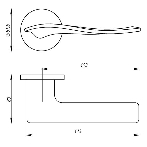 Ручка Armadillo (Армадилло) раздельная R.URS52.AQUA (AQUA URS) BPVD-77 вороненый никель 