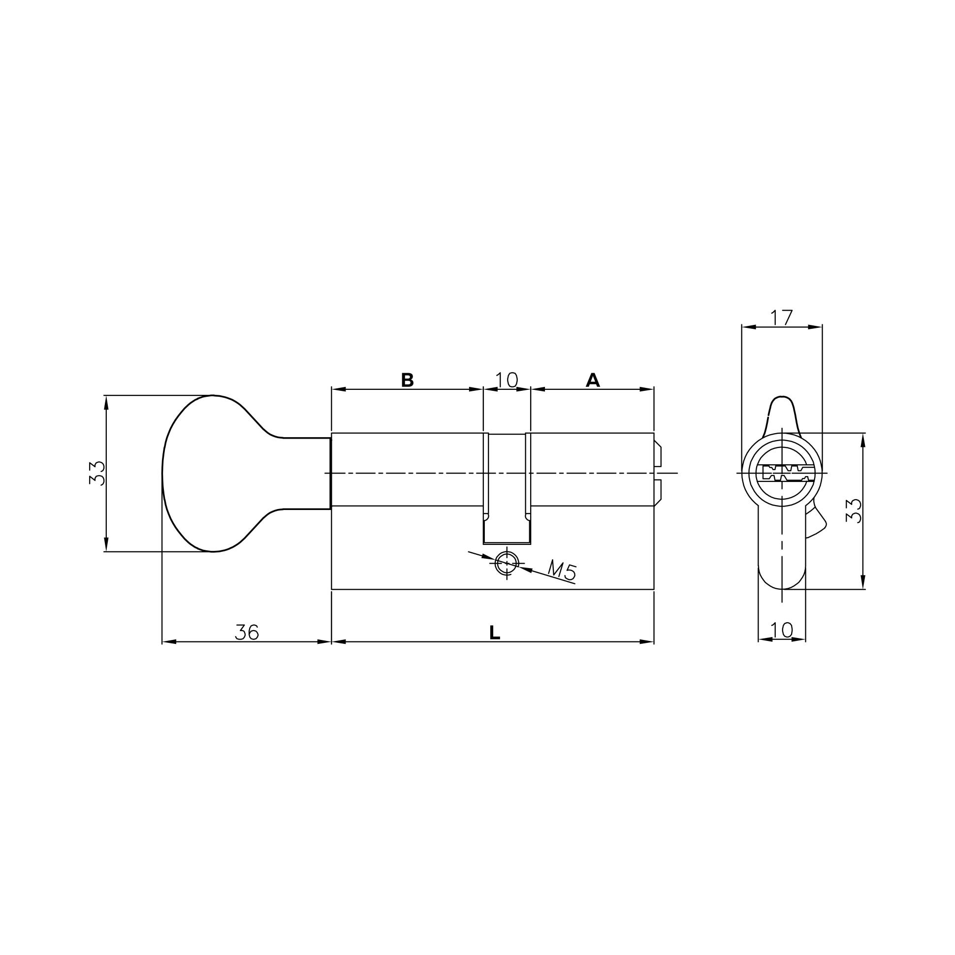 Цилиндровый механизм Kale kilit (Кале килит) с вертушкой 164 SM/68 (26+10+32) mm упк.БЛИСТЕР никель 5 кл. 