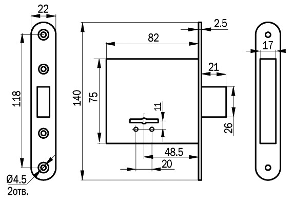 Замок Sam (Сам) врезной сувальдный ЗВ8-4С/03, 3 кл. /76500/ Замок Sam (Сам) врезной сувальдный ЗВ8-4С/03, 3 кл. /76500/