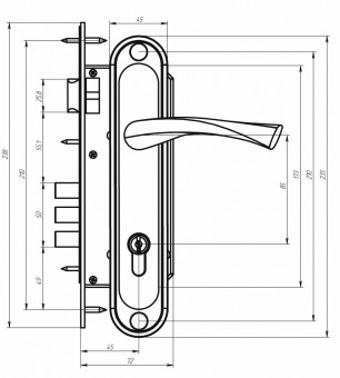 Ручка дверная Zenit (Зенит) на планке РФ1-85.02 (85 мм) хром 