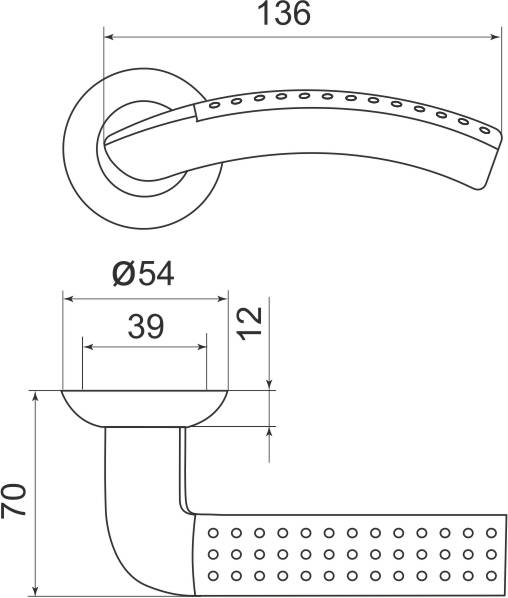 Ручка Armadillo (Армадилло) раздельная R.LD54.Libra26 (Libra LD26) SN/CP-3 матовый никель/хром TECH (кв. 8х140) 