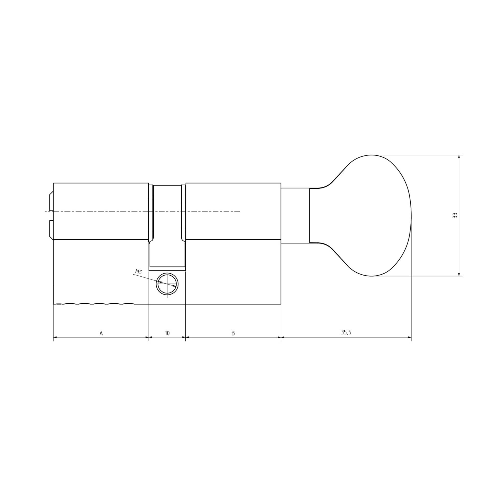 Цилиндровый механизм Kale kilit (Кале килит) с вертушкой 164 BM/90 (35+10+45) mm никель 5 кл. 