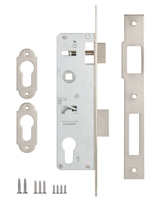 Корпус Kale kilit (Кале килит) узкопрофильного замка с защёлкой 153 (35 mm) w/b (никель) 