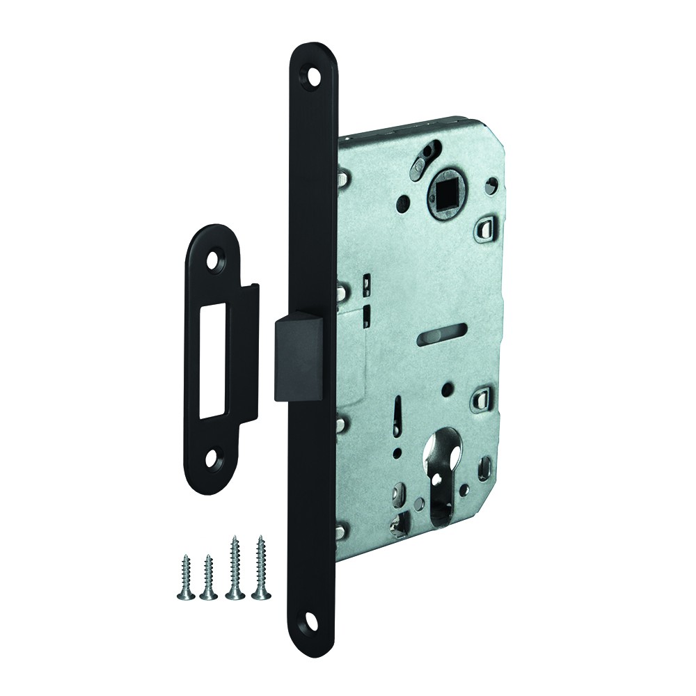 Корпус Ajax (Аякс) врезного замка c защёлкой PLASTLP85-50 ВL черный Корпус Ajax (Аякс) врезного замка c защёлкой PLASTLP85-50 ВL черный