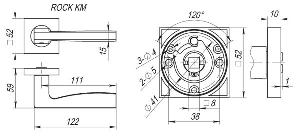 Ручка Fuaro (Фуаро) раздельная K.KM52.ROCK (ROCK KM) SN/CP-3 матовый никель/хром 