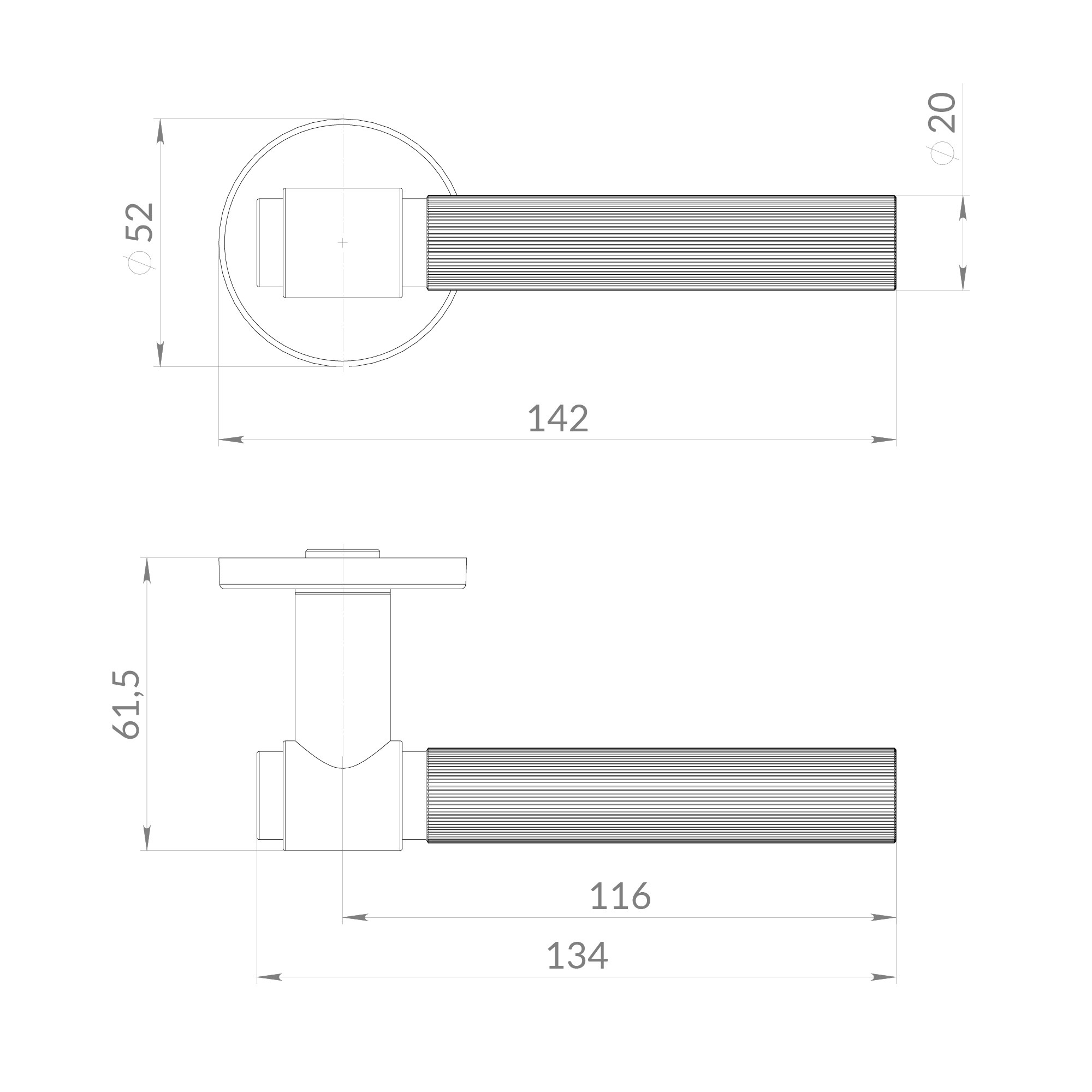 Ручка Punto (Пунто) раздельная R.EST.R52.SHELL CP-8 хром Ручка Punto (Пунто) раздельная R.EST.R52.SHELL CP-8 хром