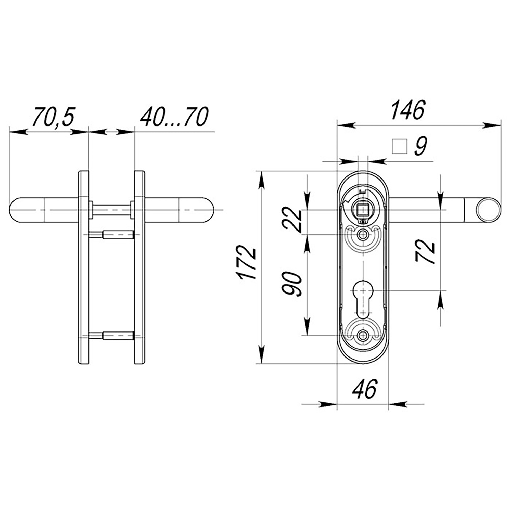Ручка Fuaro (Фуаро) дверная FP.DH172.0433 NE (DH-0433 NE) (9x140) с пружиной BL-24 черный 