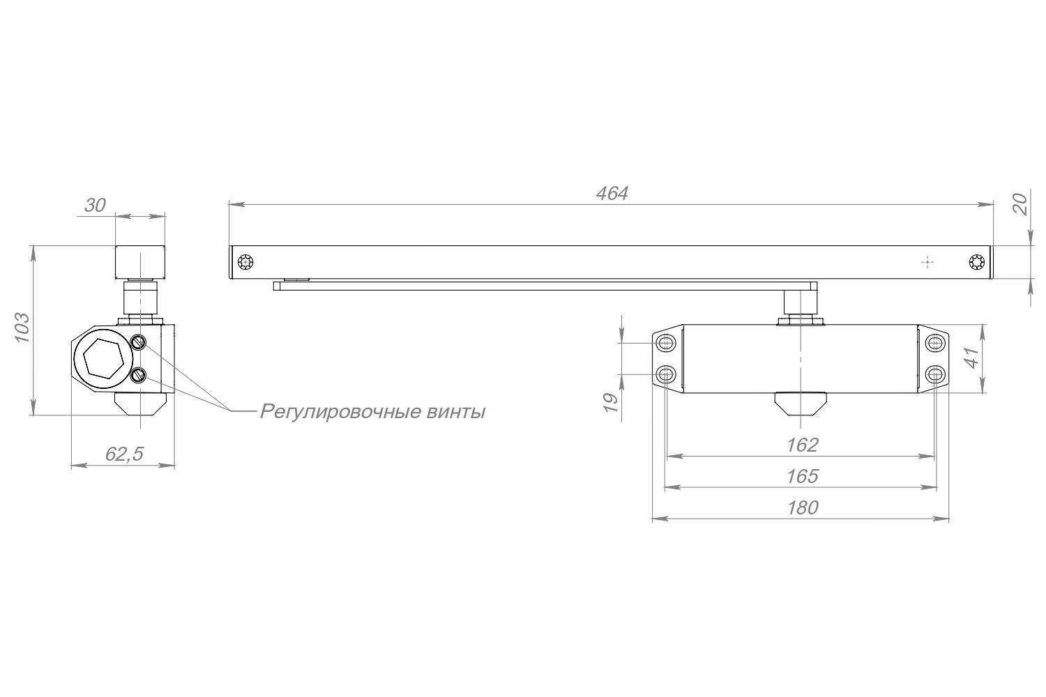 Доводчик Ajax (Аякс) дверной DCTR40-100 slide BR коричневый 