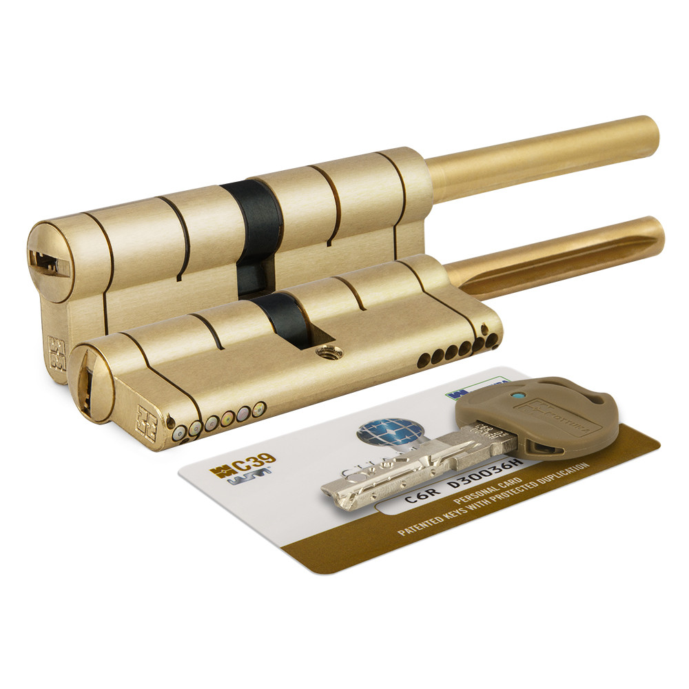 Цилиндровый механизм Mottura (Моттура) под вертушку (дл. шток) C39P513101LC5 (82 мм/46+10+26), ЛАТУНЬ (PVD) 