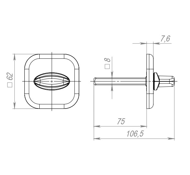 Ручка Fuaro (Фуаро) поворотная BKW8x75.K.XL62 (BKW8x75 XL) CP-8 хром 