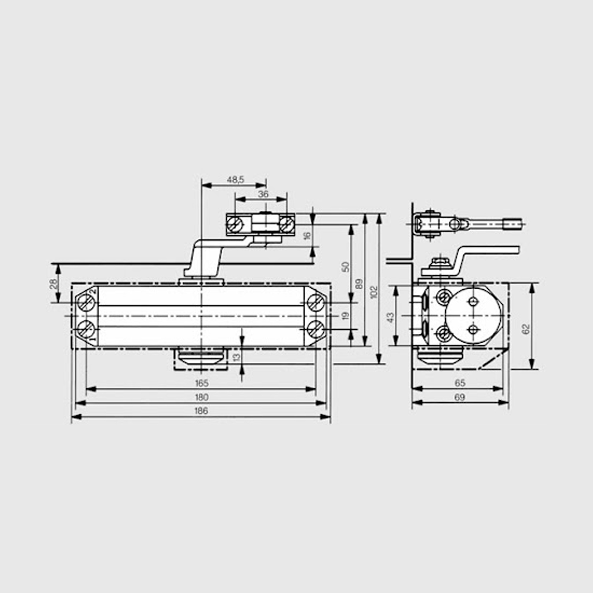 Доводчик Dorma (Дорма) дверной TS 77 EN4, с рычажной тягой, коричневый 