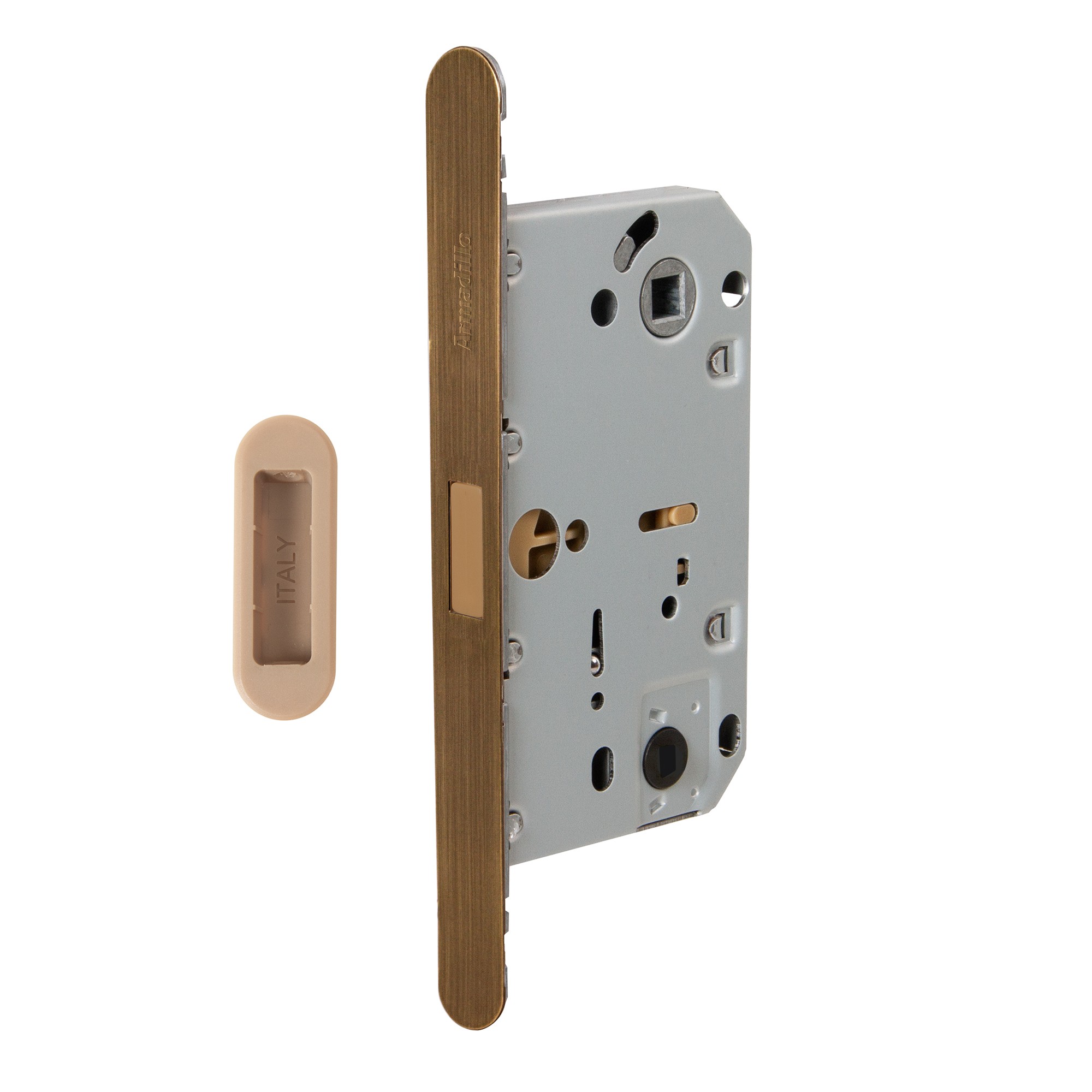 Магнитная Armadillo (Армадилло) защелка WC с ответной планкой GRAVITY.PRO G01.196.50.96 AB бронза 