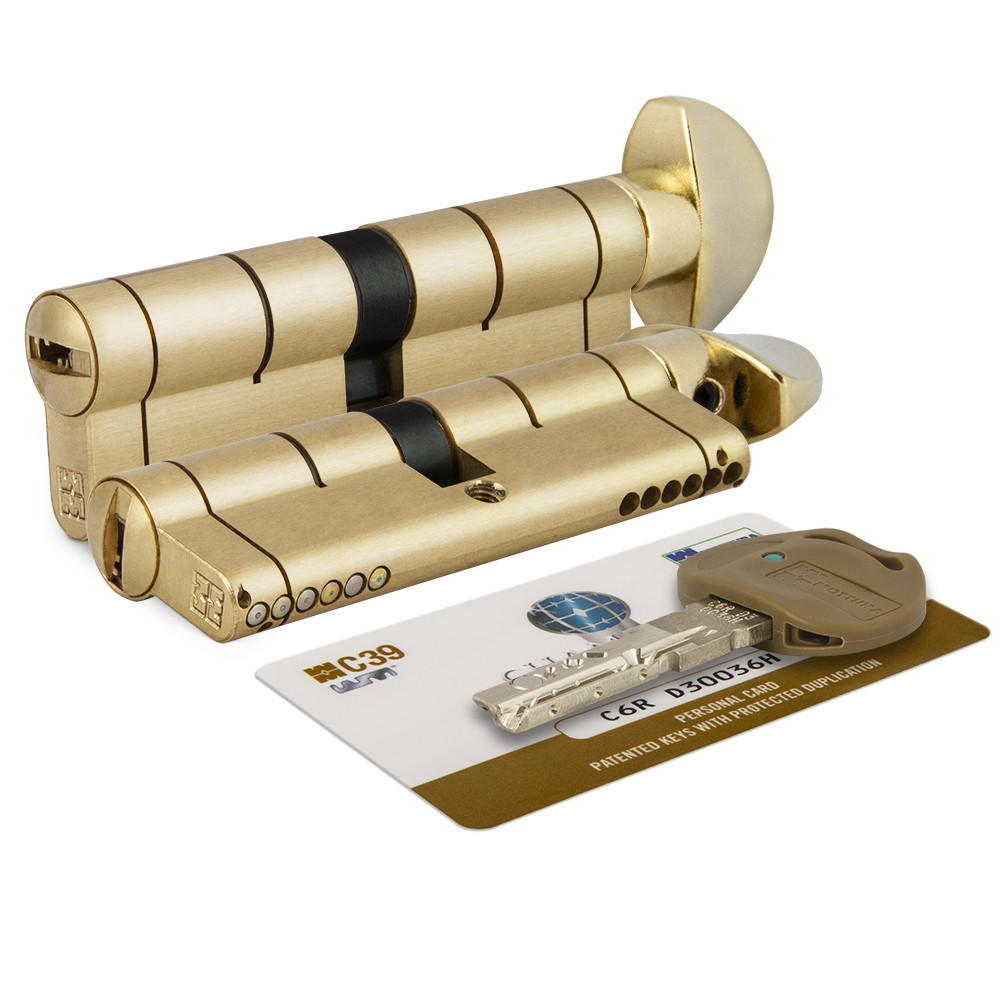 Цилиндровый механизм Mottura (Моттура) с вертушкой C39F363601RLC5 (72 мм/31+10+31), ЛАТУНЬ (PVD) (верт. 99.506) 