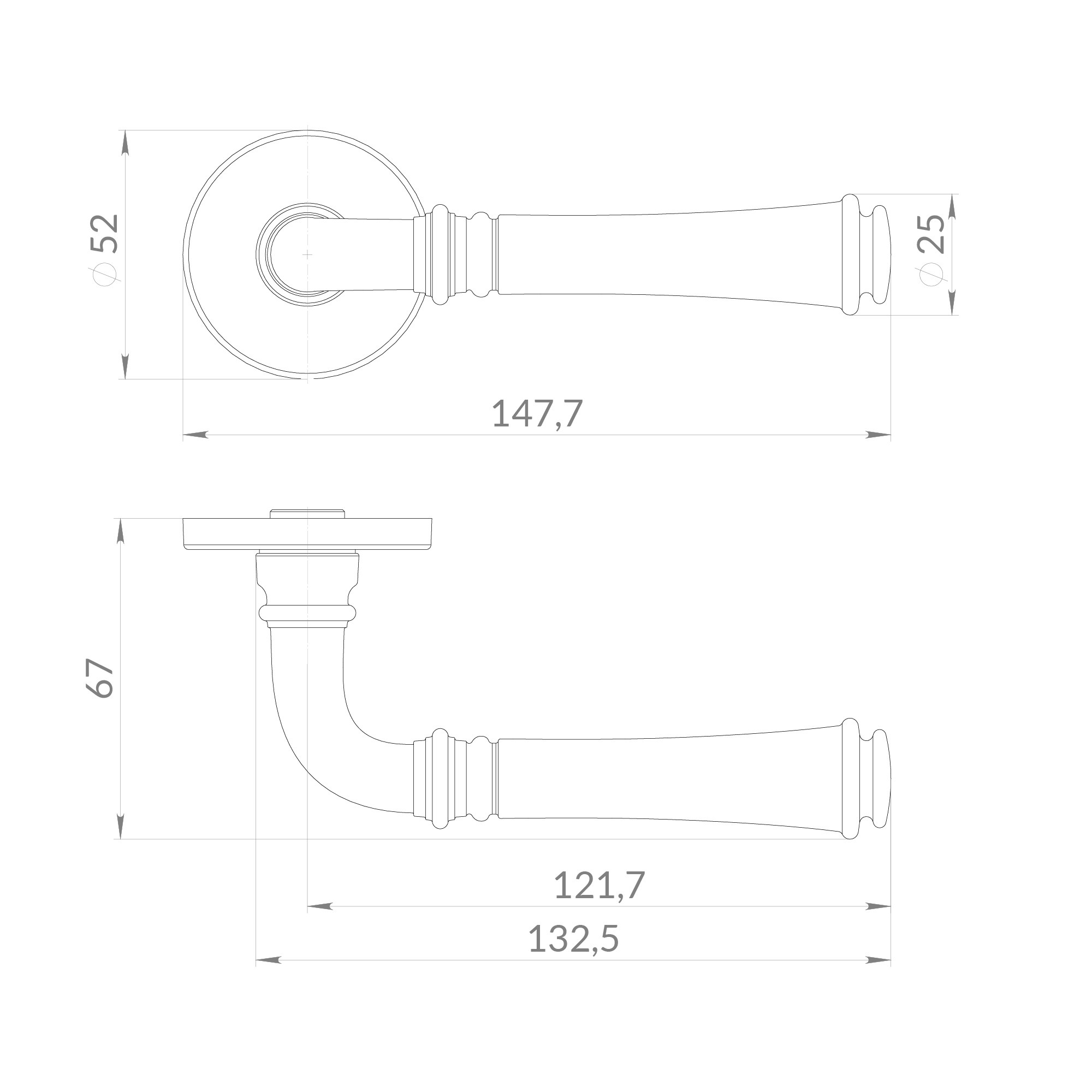 Ручка Punto (Пунто) раздельная R.EST.R52.VERONA SSG-39 сатинированное золото Ручка Punto (Пунто) раздельная R.EST.R52.VERONA SSG-39 сатинированное золото