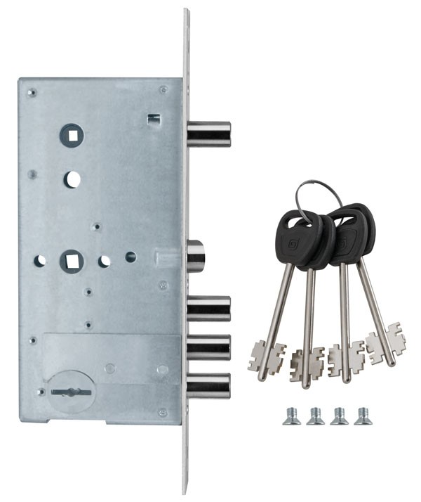 Замок Guardian (Гардиан) врезной сувальдный с задвижкой и защёлкой ЗВ 50.15, 4 кл. /123:159/ 