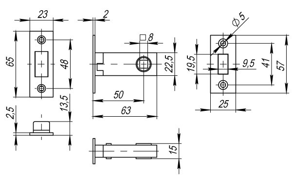 Защелка Fuaro (Фуаро) врезная MAGNM12-50-25 (M12-50-25) GR графит 