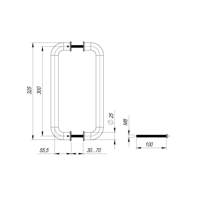 Ручка-скоба Fuaro (Фуаро) PULL.PH25/300.21 INOX 304 (PH-21-25/300-INOX) 