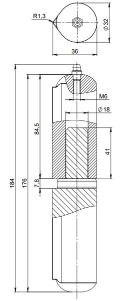Петля приварная D32x180SM с масленкой