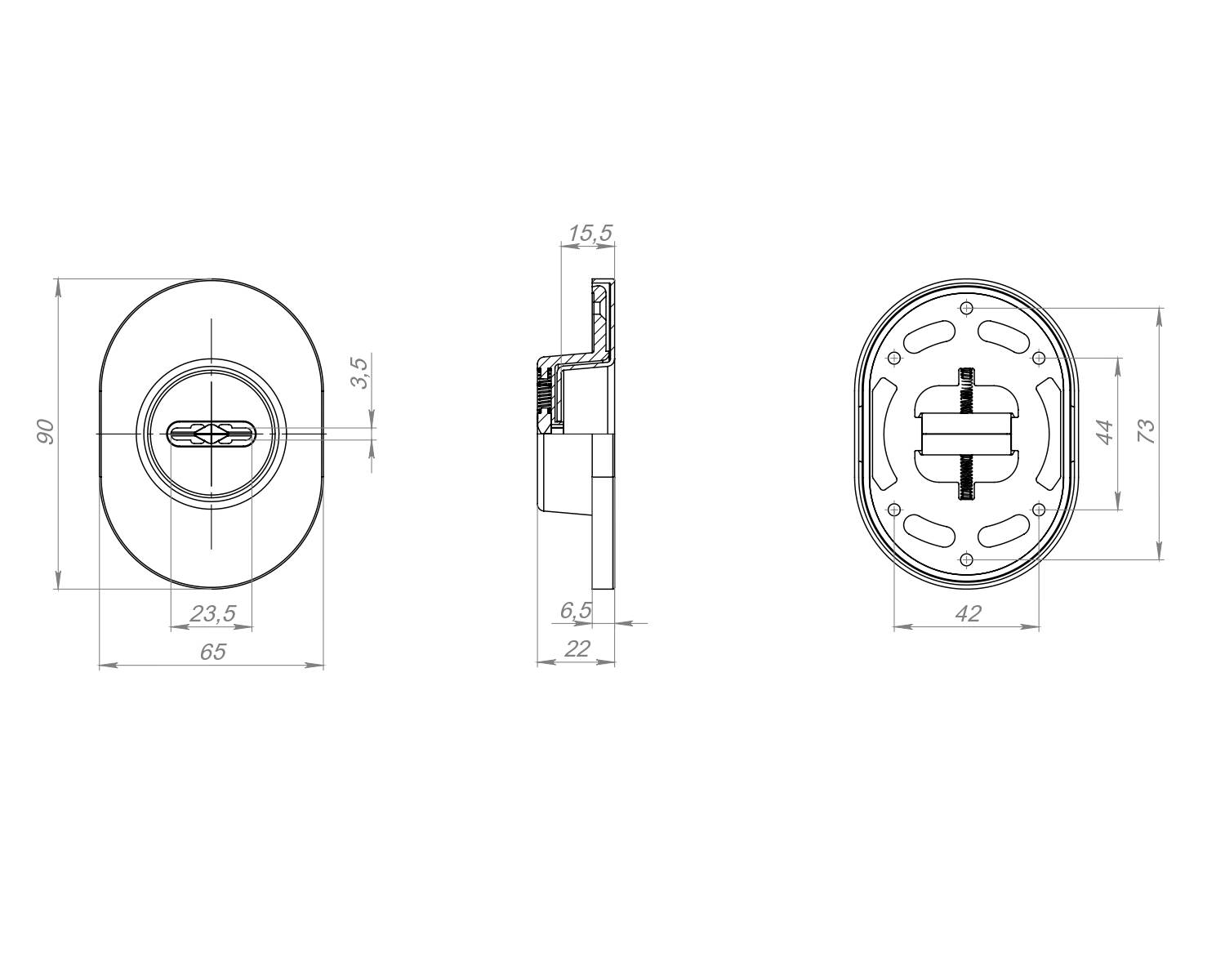 Накладка Fuaro (Фуаро) на сувальдный замок ESC.S-auto.RLR/U/R.477 GR-23 графит (1шт.) 