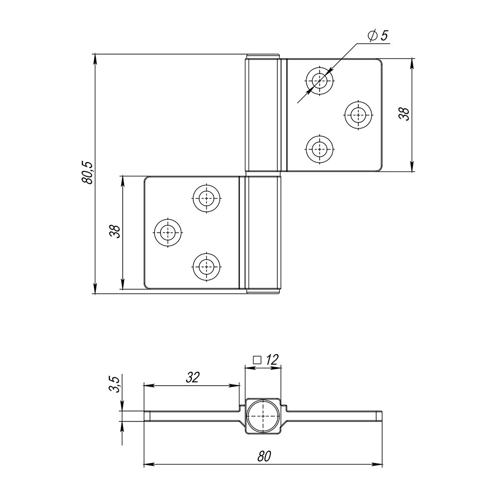 Петля Armadillo (Армадилло) универсальная флажковая FL.IN3800.US BL черный 