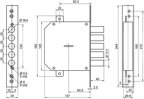 Замок Border (Бордер) врезной сувальдный ЗВ8-6 ЛК5Т/15 с тягами (лев.) , 5 кл. /72221/ 