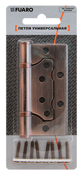 Петля Fuaro (Фуаро) универсальная без врезки IN4500W-BL AB (500-2BB/BL 100x2,5) бронза БЛИСТЕР 