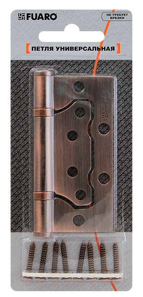 Петля Fuaro (Фуаро) универсальная без врезки IN4500W-BL AB (500-2BB/BL 100x2,5) бронза БЛИСТЕР 