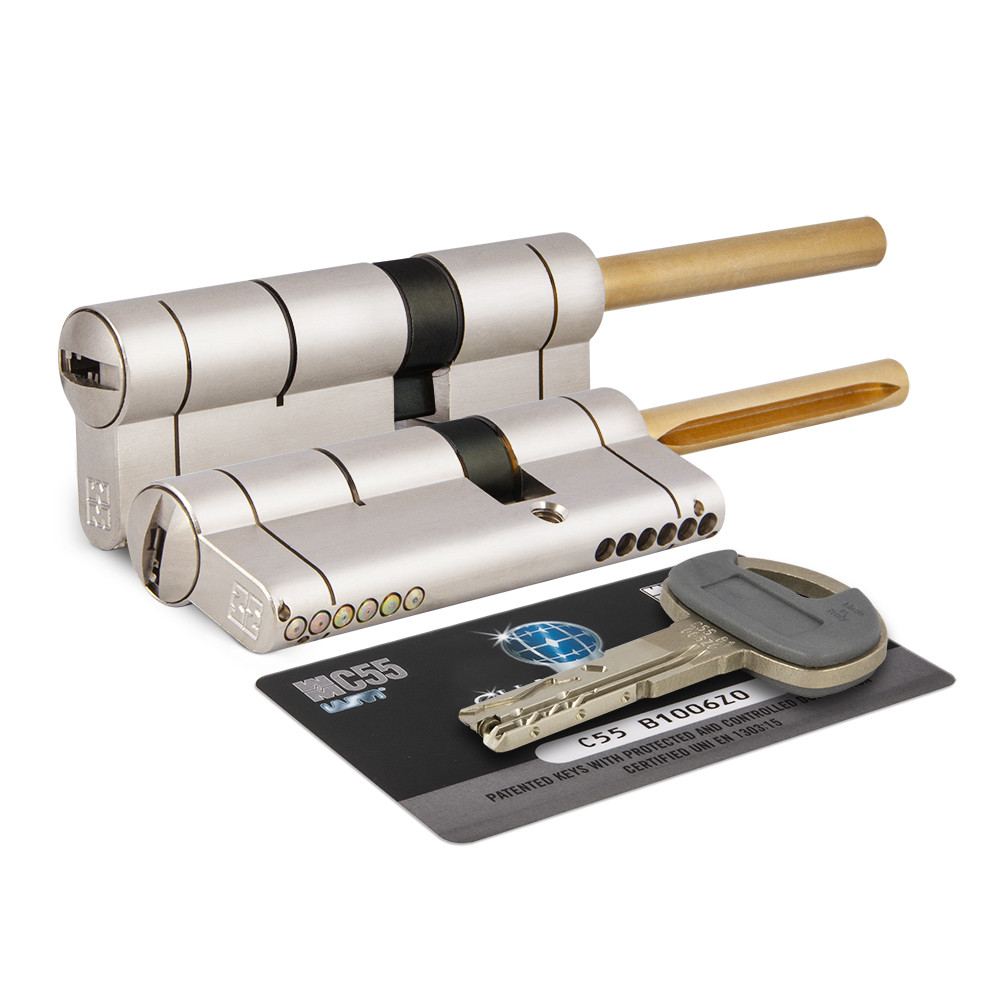 Цилиндровый механизм Mottura (Моттура) под вертушку (дл. шток) C55P613101 (92 мм/56+10+26), МАТ.НИКЕЛЬ 