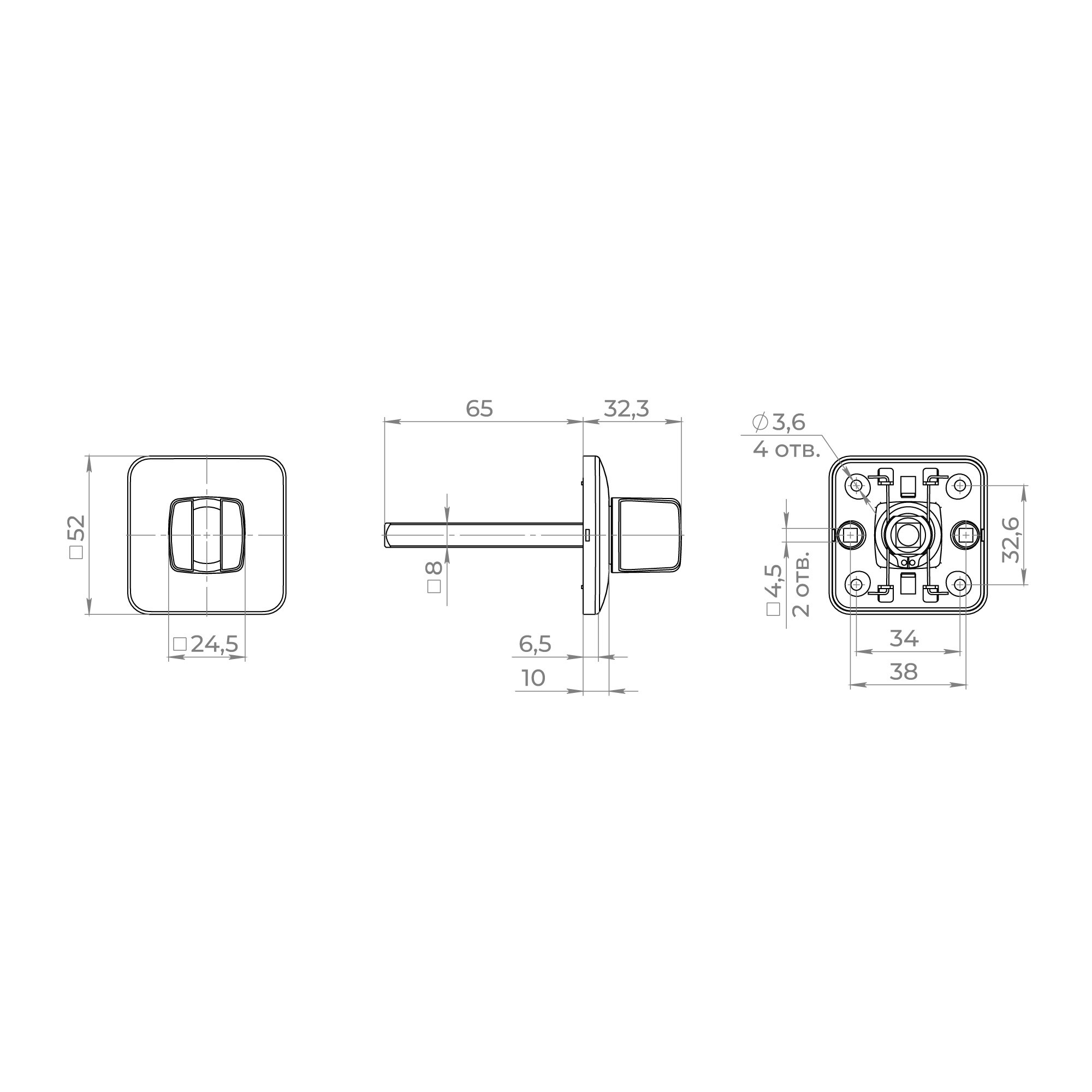 Ручка Ajax (Аякс) поворотная BKW8x50.K.MD50 BL-24 черный 