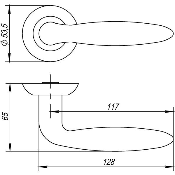 Ручка Punto (Пунто) раздельная R.TL54.BASIS (BASIS TL) SN/CP-3 матовый никель/хром 