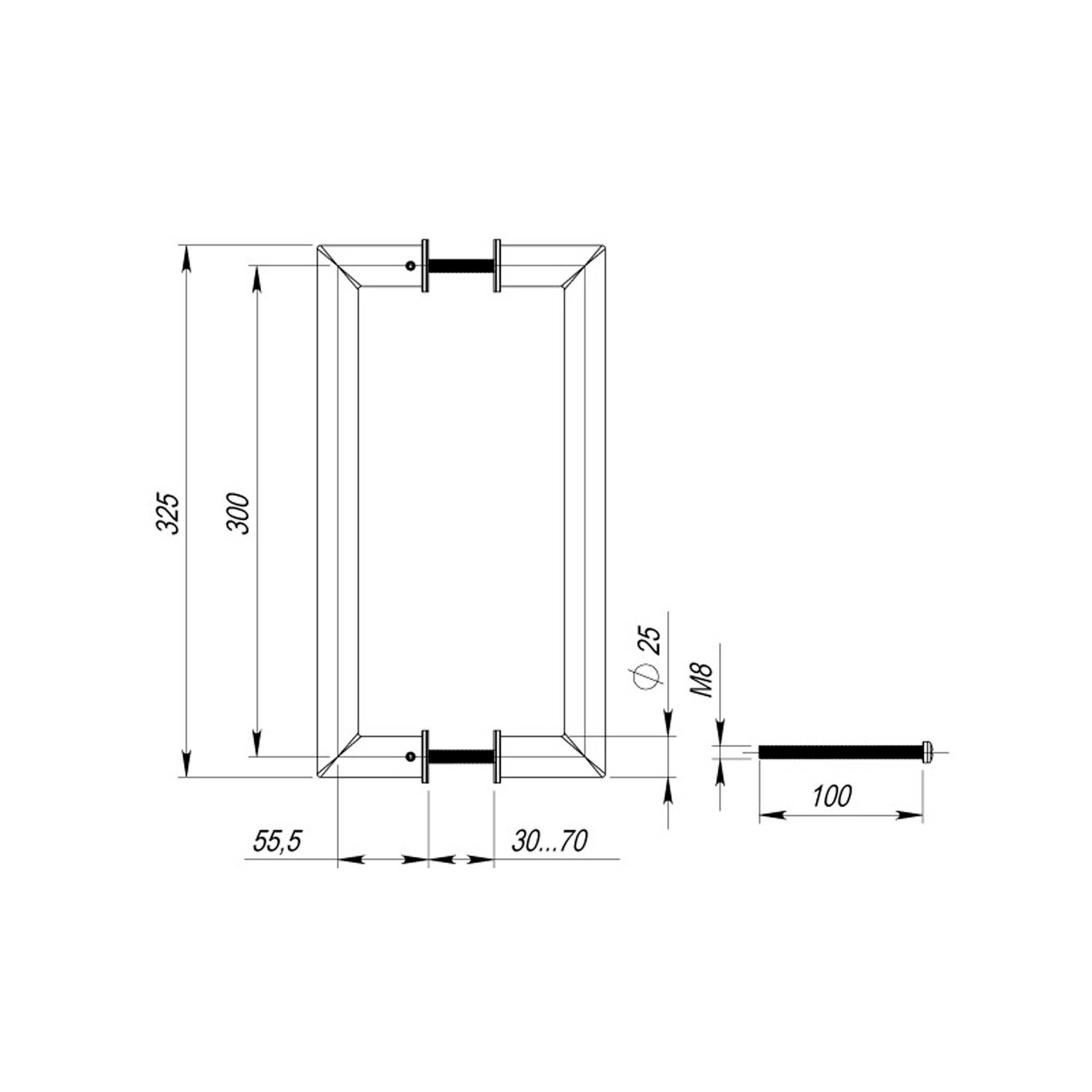 Ручка-скоба Fuaro (Фуаро) PULL.PH25/300.23 INOX 304 (PH-23-25/300-INOX ) 