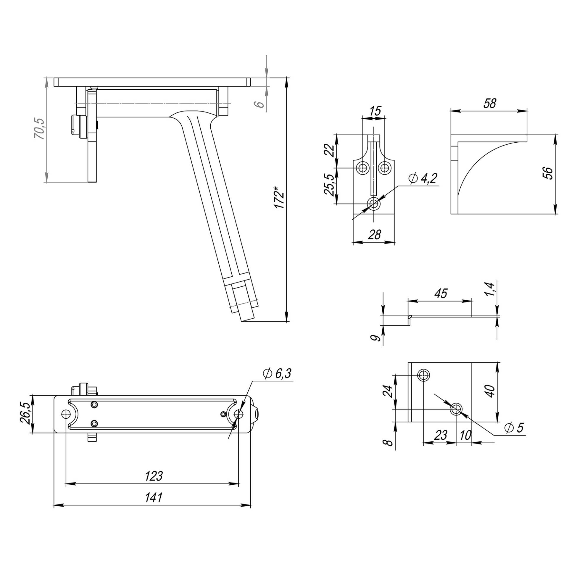 Координатор Fuaro (Фуаро) закрывания двустворчатых дверей DC-1002 INOX 304 (от 40 до 200 кг) 