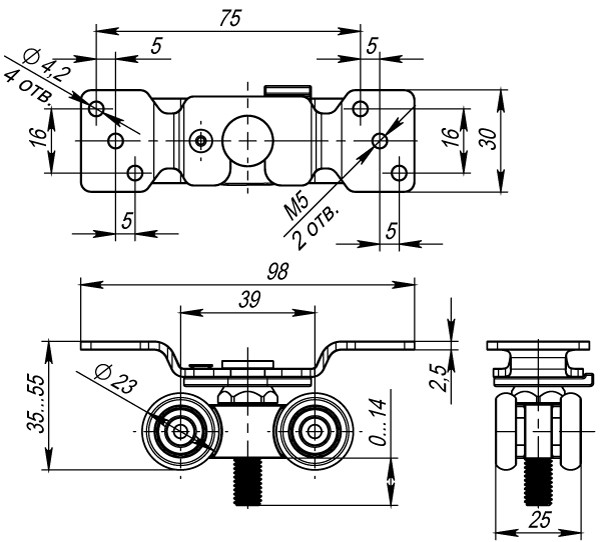 Комплект роликов Armadillo (Армадилло) для раздвижных дверей SLD.Comfort.SET.rollers/60 (DIY Comfort 60/4 kit) 
