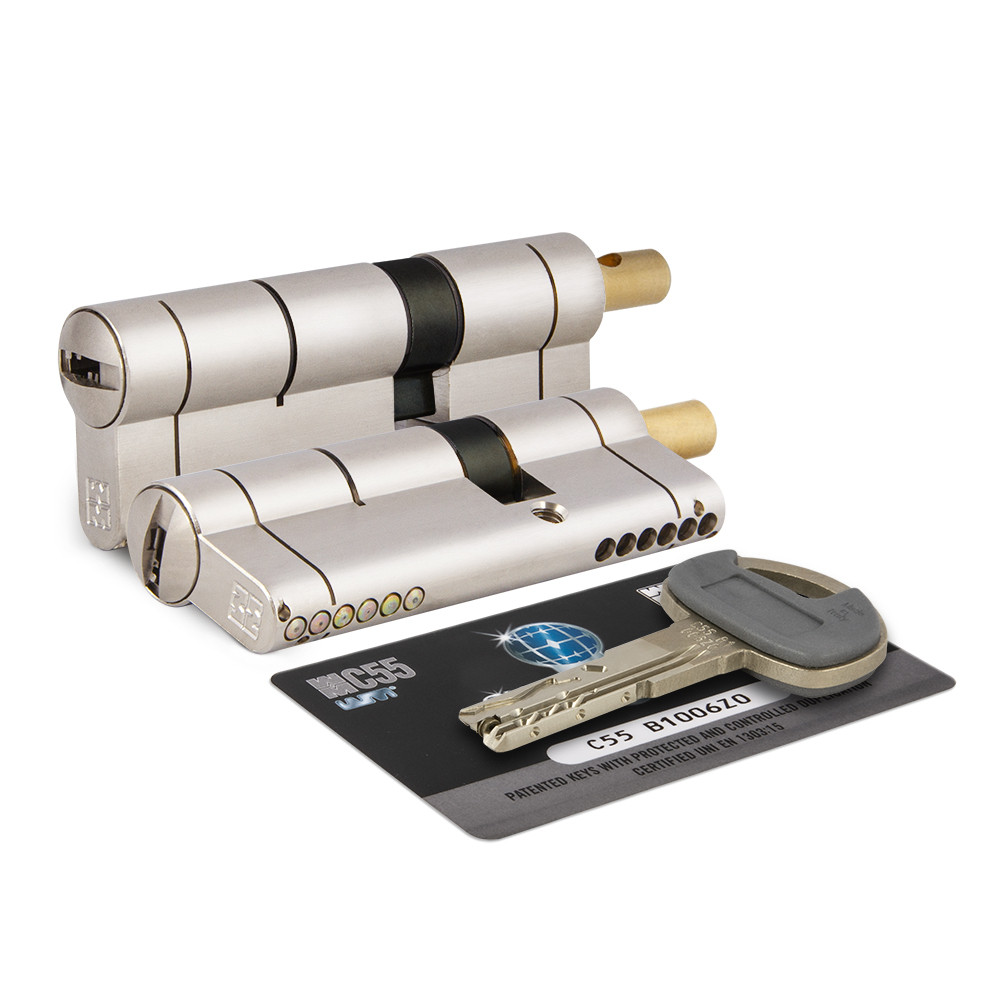 Цилиндровый механизм Mottura (Моттура) под вертушку C55F464601C5 (92 мм/41+10+41), МАТ.НИКЕЛЬ 