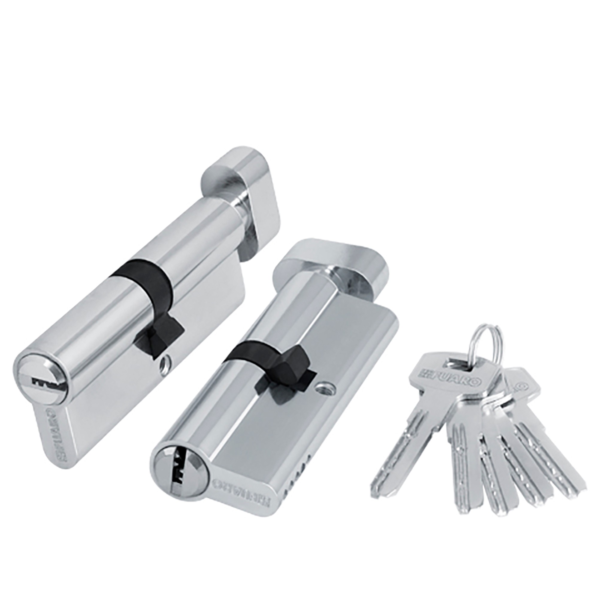 Цилиндровый Fuaro (Фуаро) механизм (200 ZM/80) 2000ZMKnob80(40+10+30) CP хром 5Key с вертушкой 