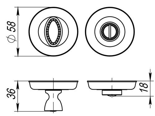 Ручка Fuaro (Фуаро) поворотная BK6.R.SM58 (BK6 SM) AS-3 античное серебро 