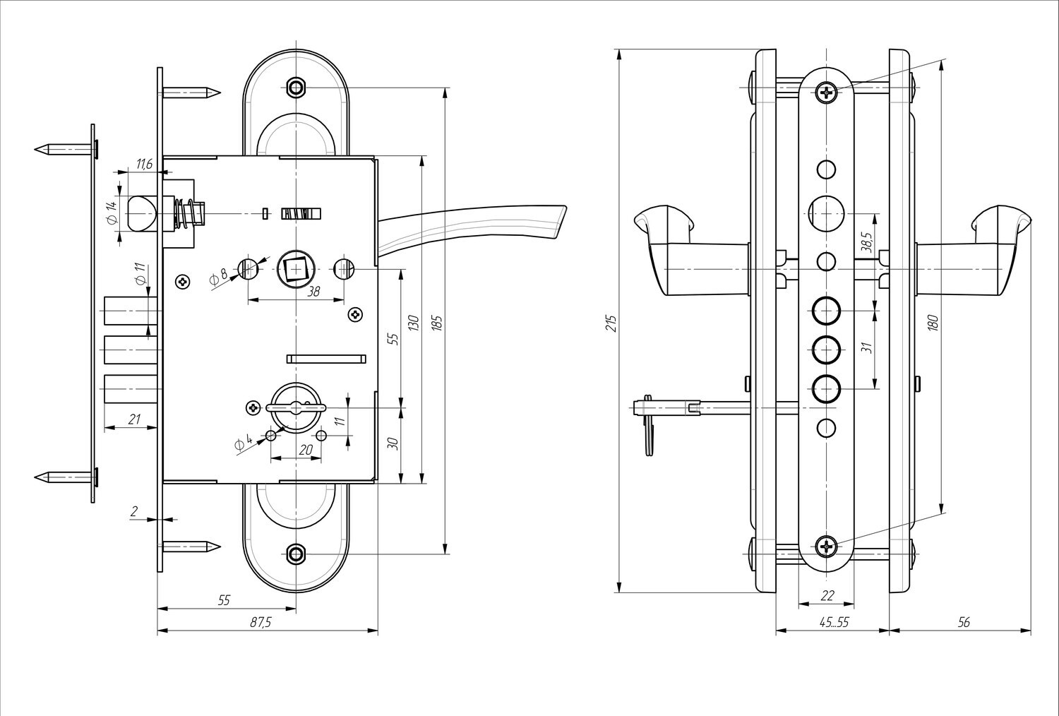 Замок Zenit (Зенит) врезной сувальдный с защёлкой в комплекте с ручкой ЗВ9.009/17 (серебро), 4 кл. Замок Zenit (Зенит) врезной сувальдный с защёлкой в комплекте с ручкой ЗВ9.009/17 (серебро), 4 кл.