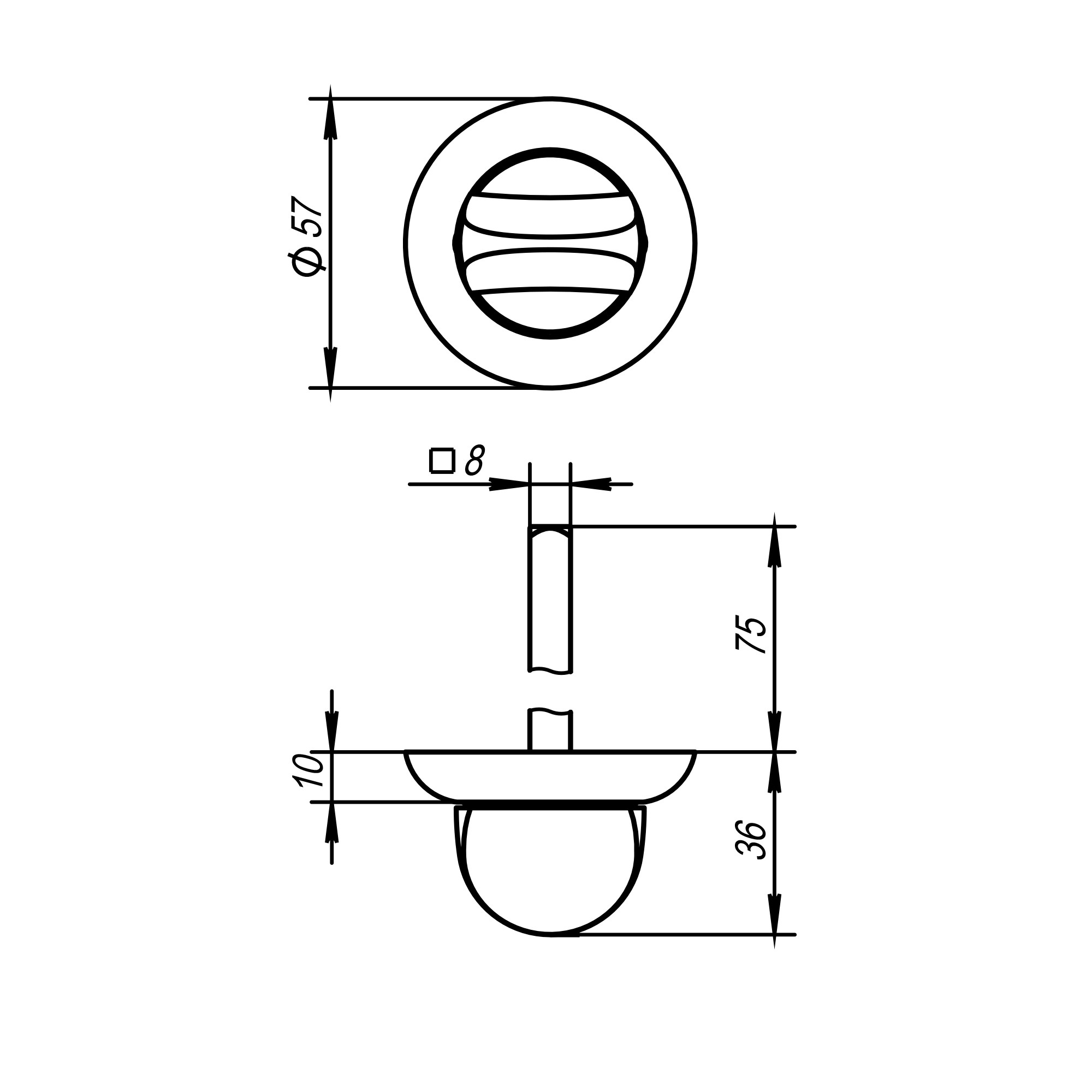 Ручка Ajax (Аякс) поворотная BKW8/75-0705 CP-8 хром 