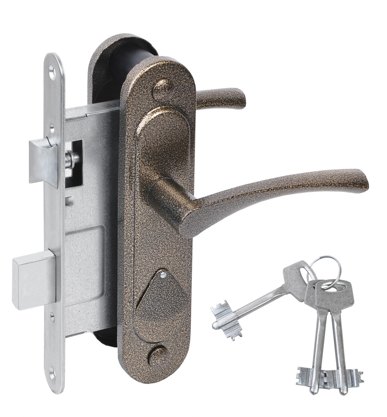 Замок Absolyute (Абсолют) врезной сувальдный с защёлкой в комплекте с ручкой ЗВ9.2-07 (бронза), 3 кл. Замок Absolyute (Абсолют) врезной сувальдный с защёлкой в комплекте с ручкой ЗВ9.2-07 (бронза), 3 кл.