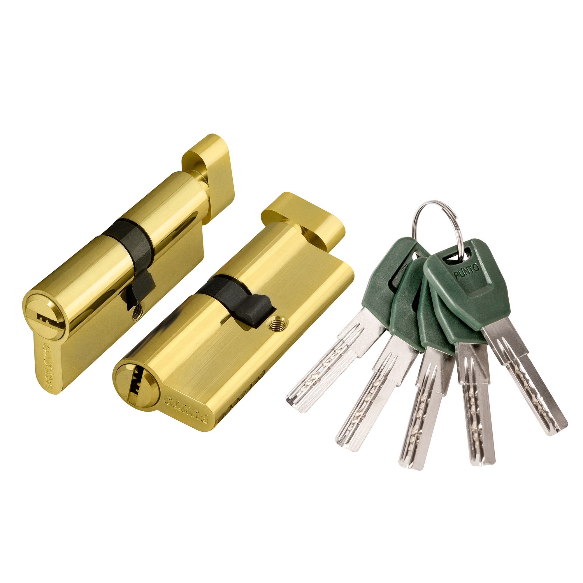 Цилиндровый Punto (Пунто) механизм (A202/80) A2002Knob80(35+10+35) с вертушкой PB латунь 