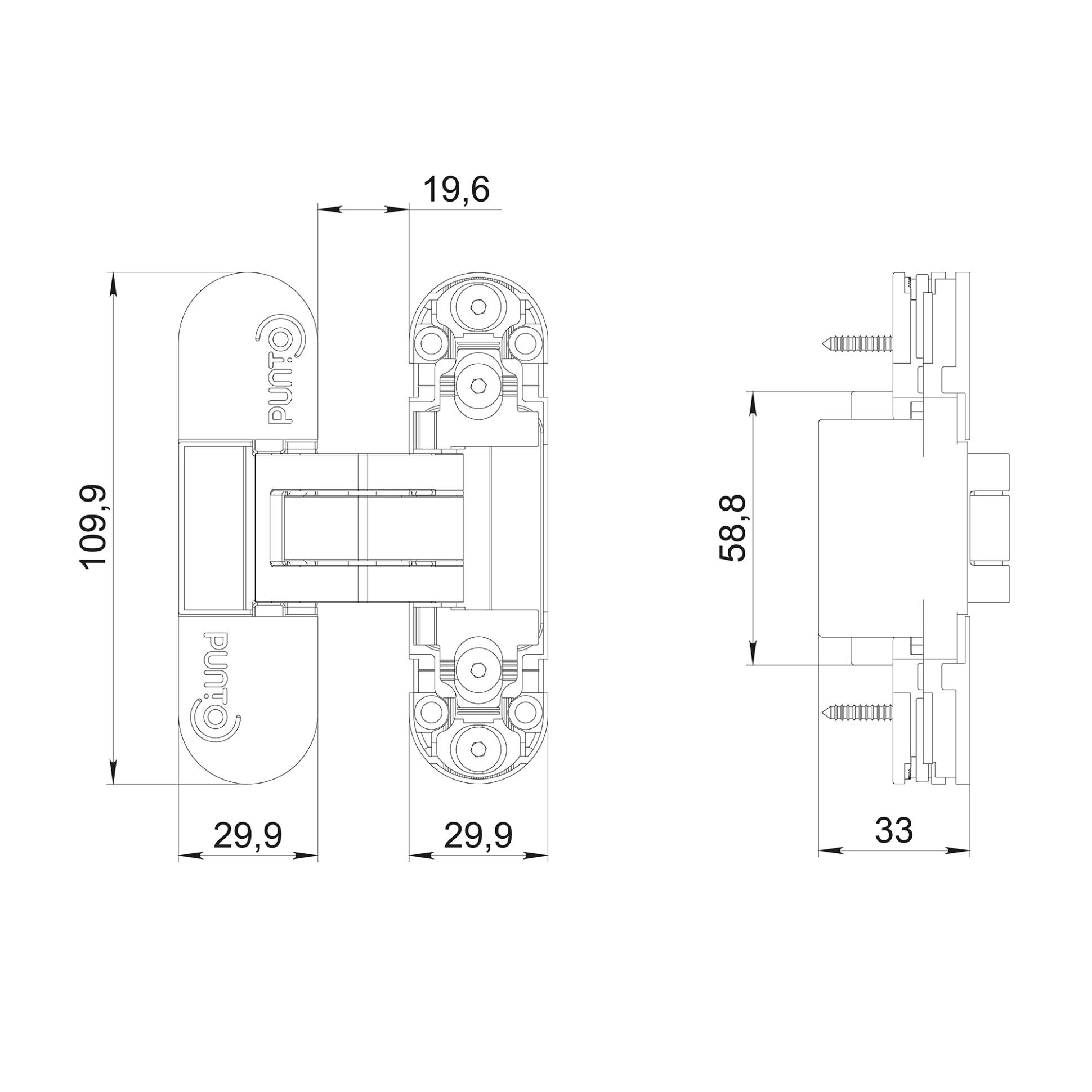 Петля Punto (Пунто) скрытой установки UNION 2.0 ZN (2.2) SC мат. хром 