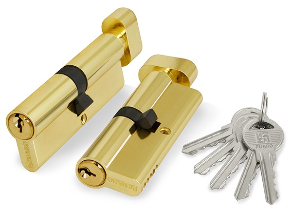 Цилиндровый Fuaro (Фуаро) механизм (100 ZM/70) 1000ZMKnob70(30+10+30) PB латунь 5Key с вертушкой 
