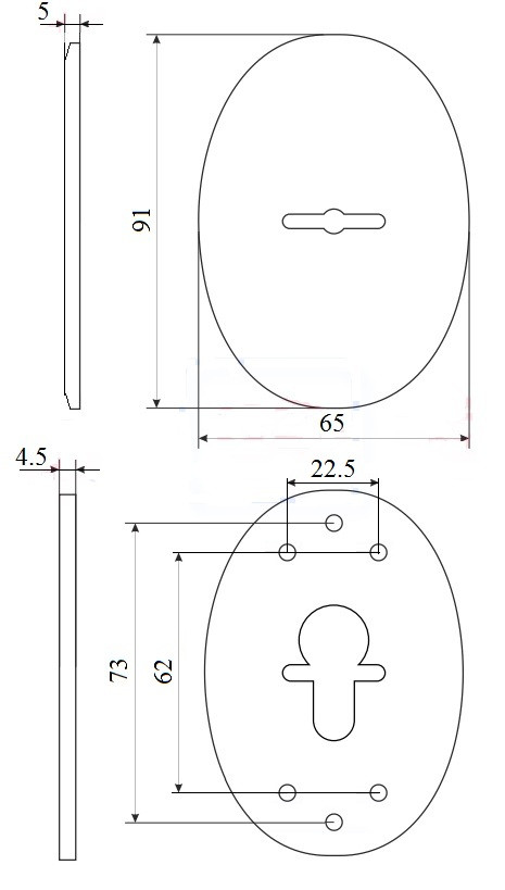 Декоративная Fuaro (Фуаро) накладка ESC 475 (90х65) СP ХРОМ на сувальдный замок 
