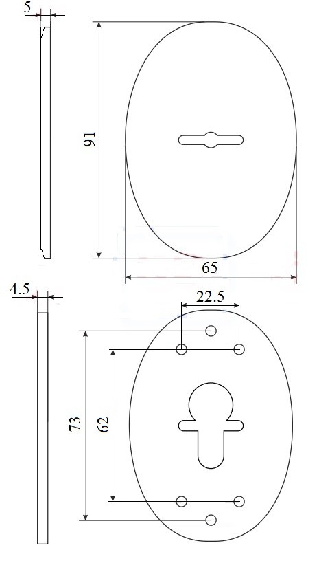 Декоративная Fuaro (Фуаро) накладка ESC 475 (90х65) СP ХРОМ на сувальдный замок 
